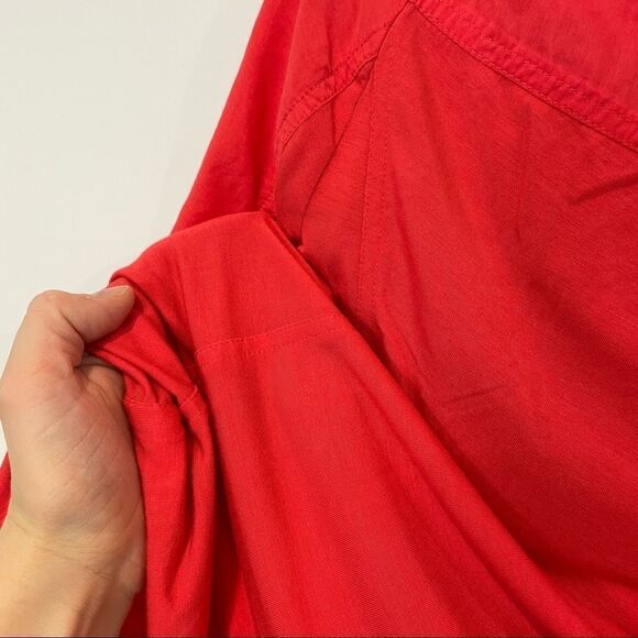 Elie Tahari Red Cotton/Silk Button Up 3/4 Sleeves Top Shirt - Picture 3 of 5